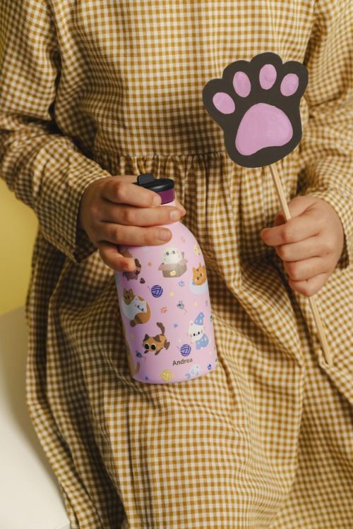 24Bottles Clima Bottle 330ml Meow Friends (Roze) - Panache (Koksijde)