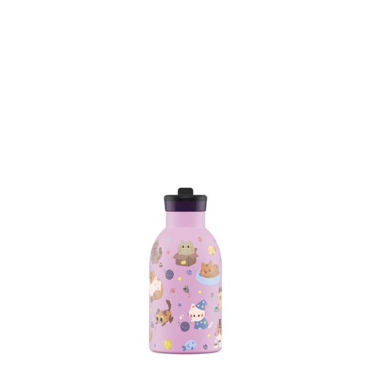 24Bottles Clima Bottle 330ml Meow Friends (Roze) - Panache (Koksijde)