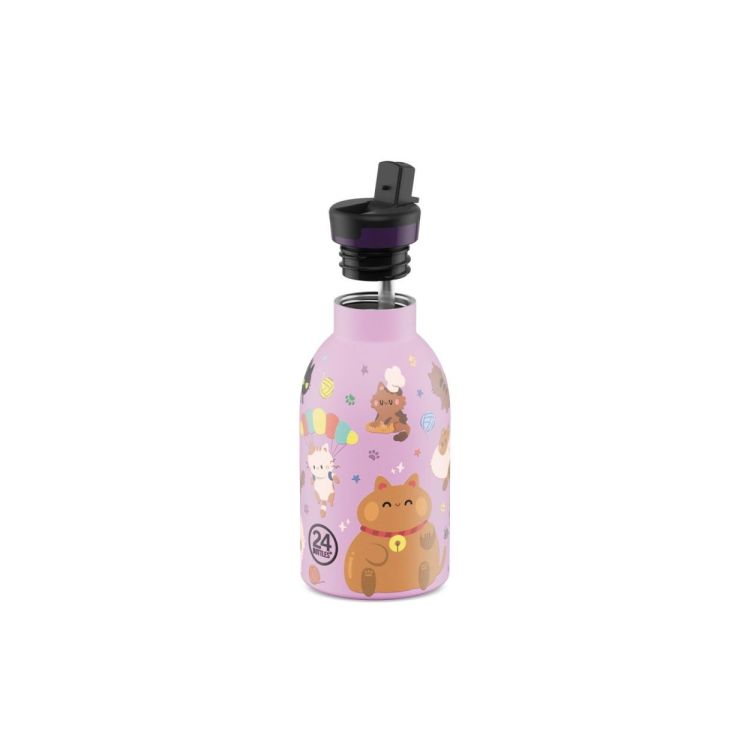 24Bottles Clima Bottle 330ml Meow Friends (Roze) - Panache (Koksijde)