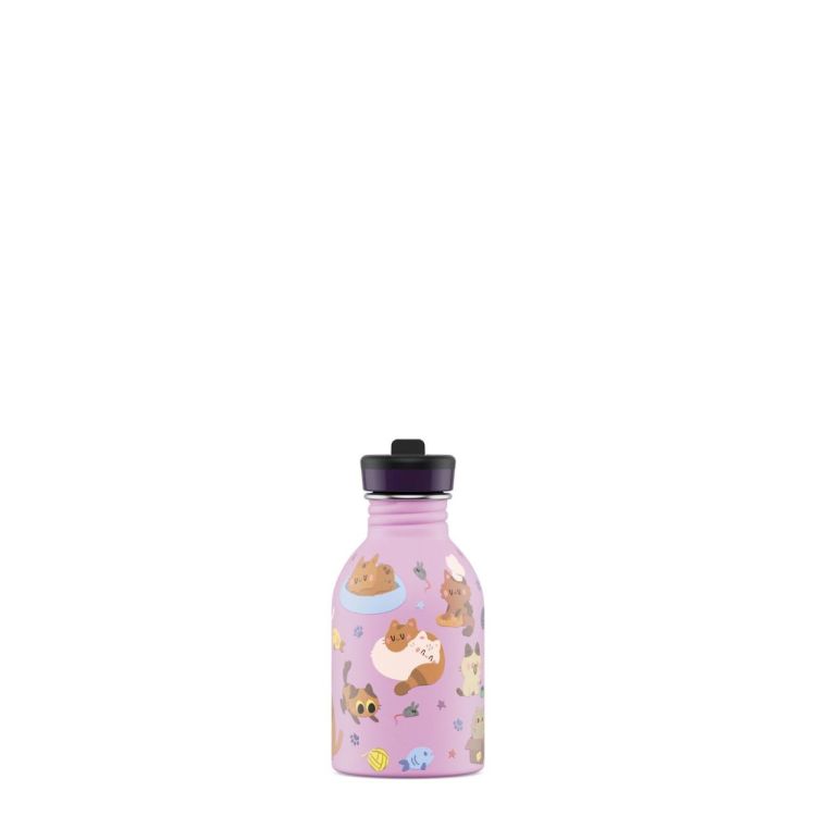 24Bottles Urban Bottle 250ml + sport lid Meow Friends (Roze) - Panache (Koksijde)