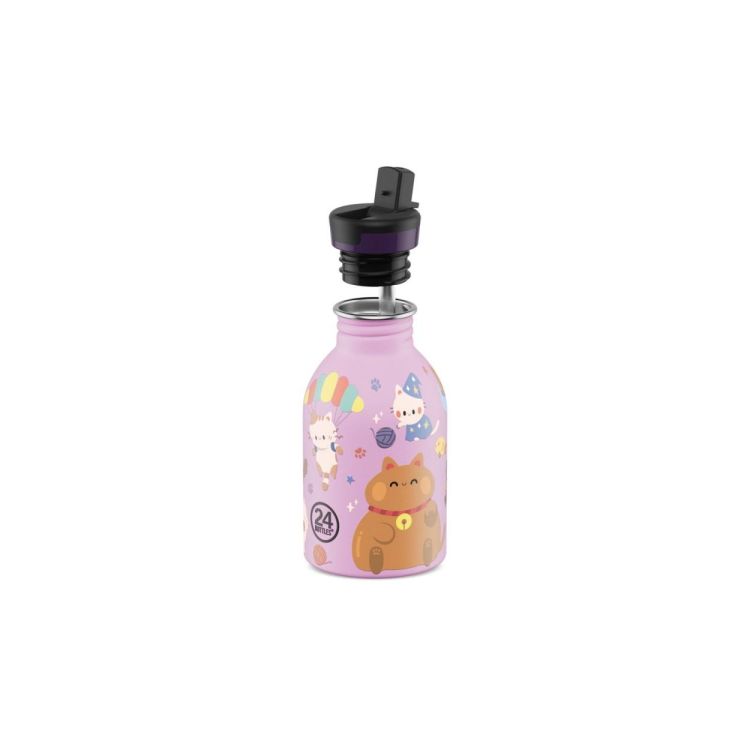24Bottles Urban Bottle 250ml + sport lid Meow Friends (Roze) - Panache (Koksijde)