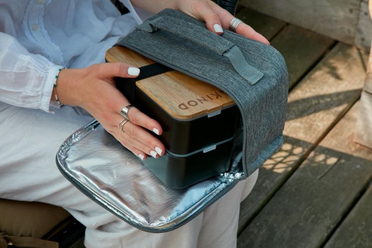 Akinod Boîte à lunch avec sac de transport (Zwart-grijs) - Panache (Koksijde)