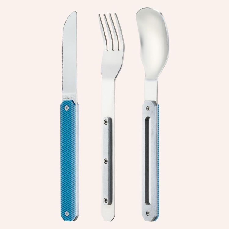 Akinod Lunchboxbestekset Mirror 12H34 bleu lagon aluminium (Blue lagoon) - Panache (Koksijde)