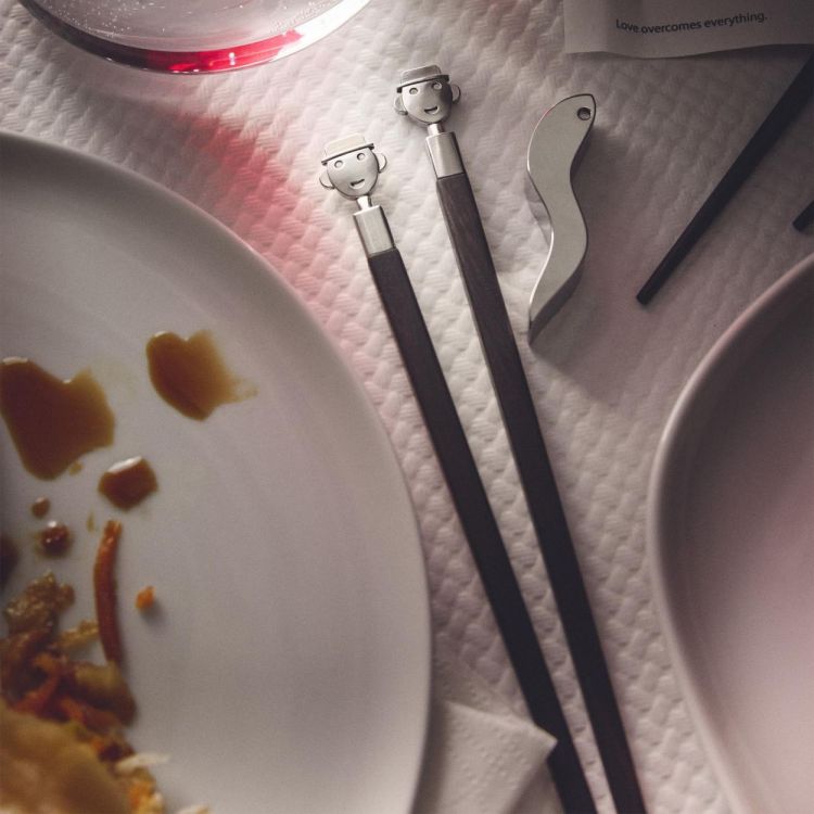 Alessi Chopstickset met houder Alesandro Stick (Ebony) - Panache (Koksijde)