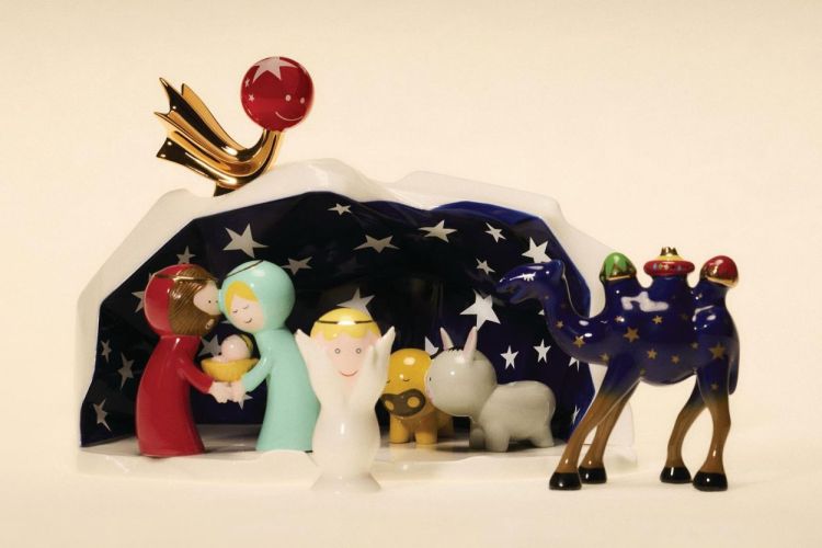 Alessi Kerststal set Happy Eternity Baby (Wit/blauw) - Panache (Koksijde)