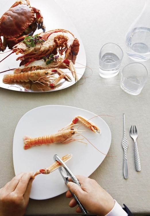 Alessi Set 4 kreeftenvorken Colombina fish (Inox) - Panache (Koksijde)