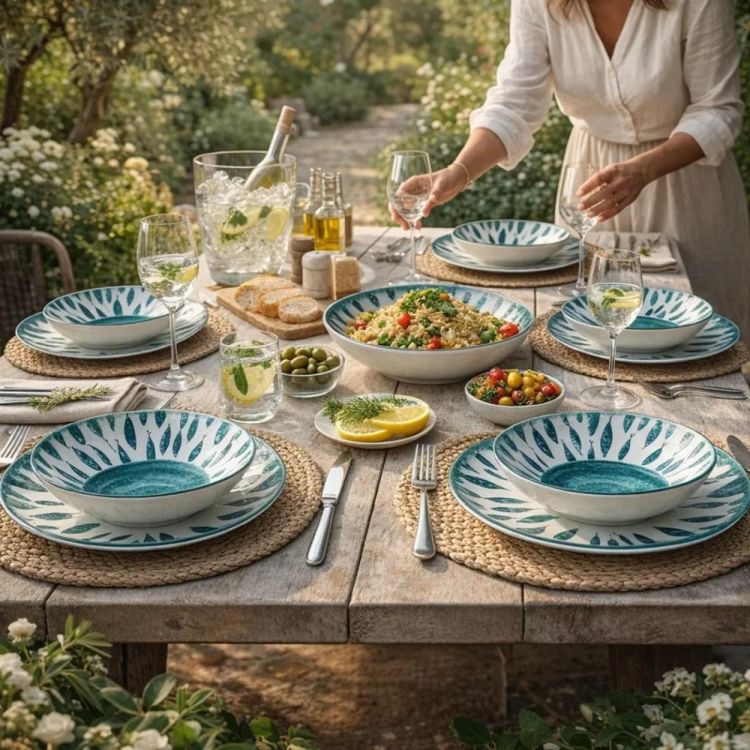 Arca Italy Service de table Fish 12 pièces Porcelaine 6 personnes (Sea Blue) - Panache (Koksijde)