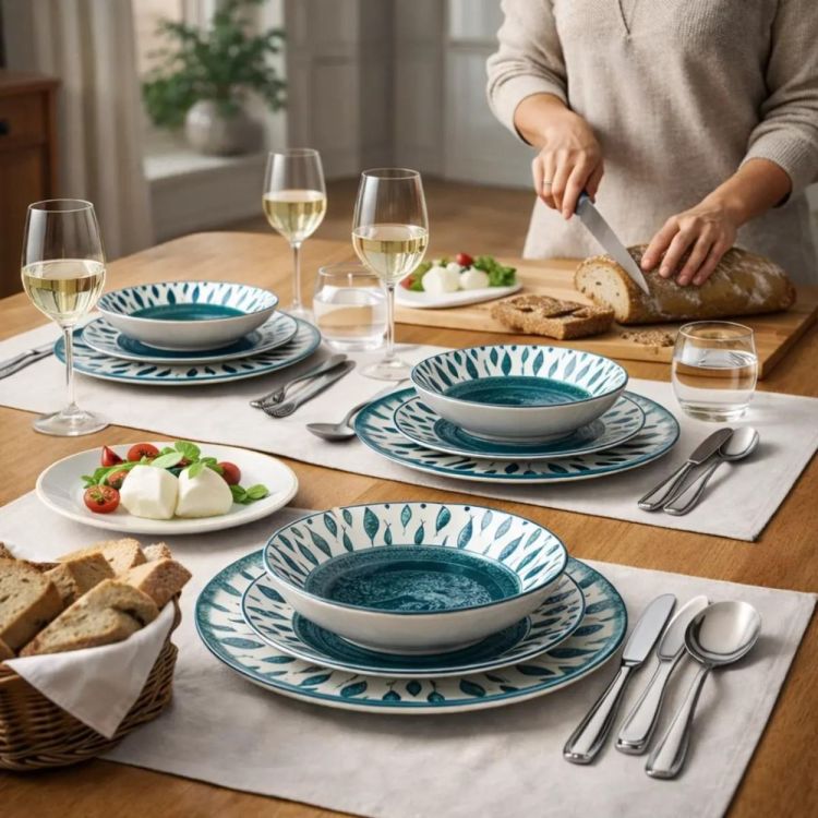 Arca Italy Fish Dinerset - 1 persoon 3-delig Porselein (Sea Blue) - Panache (Koksijde)