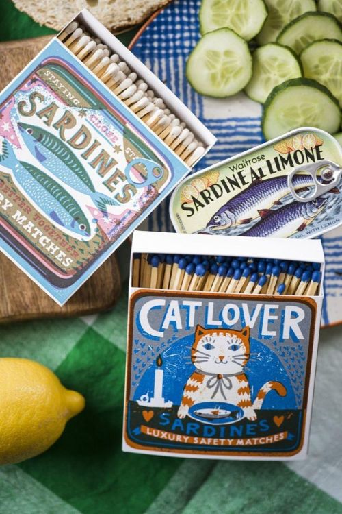 Archivist Gallery Matches Cat Lover Sardines Matches by The Printed Peanut lucifers vierkant () - Panache (Koksijde)