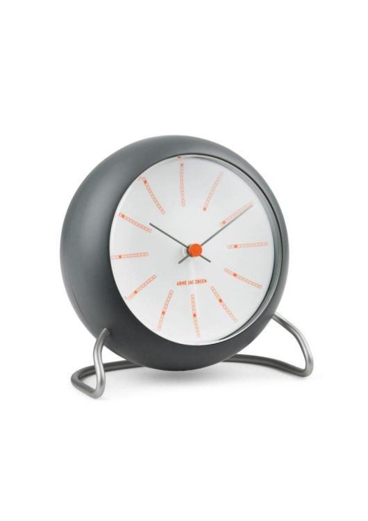 Arne Jacobsen Clocks Bankers Table Clock ø11cm (Dark Grey) - Panache (Koksijde)