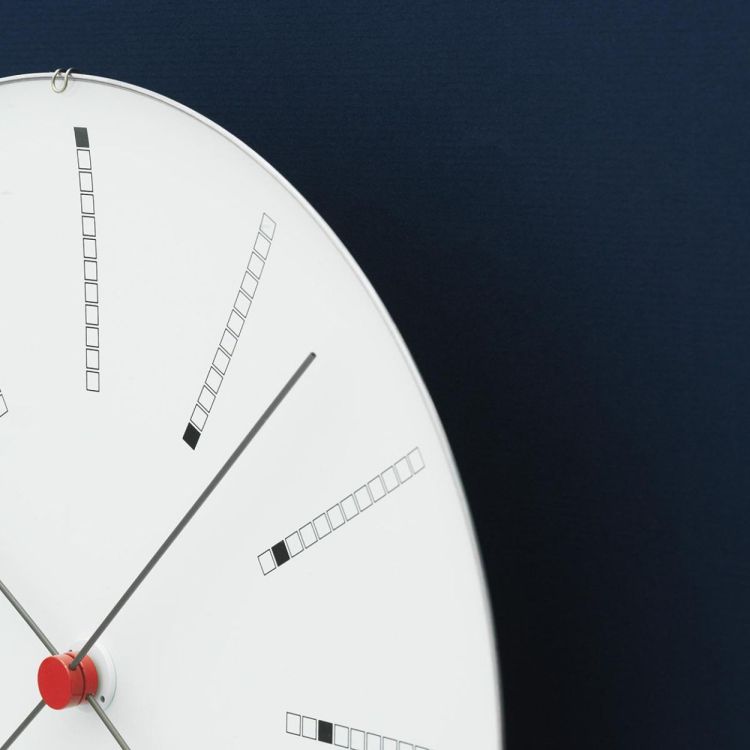 Arne Jacobsen Clocks Bankers Wall Clock ø12cm (White/Black/Red) - Panache (Koksijde)