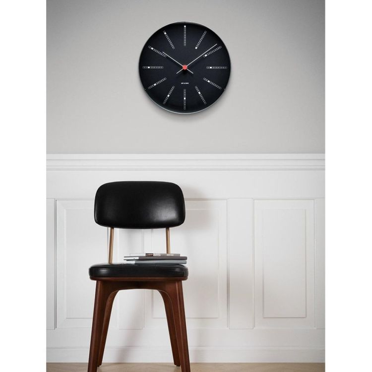 Arne Jacobsen Clocks Bankers Wall Clock ø21cm (Black) - Panache (Koksijde)