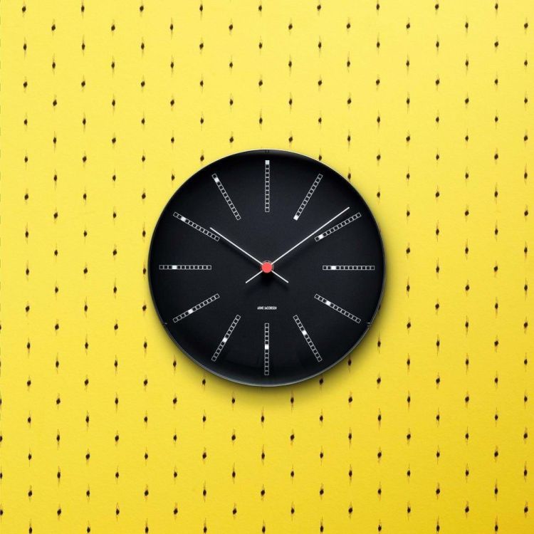 Arne Jacobsen Clocks Bankers Wall Clock ø21cm (Black) - Panache (Koksijde)