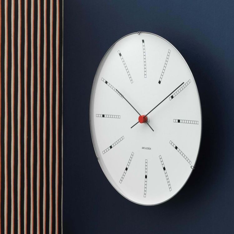 Arne Jacobsen Clocks Bankers Wall Clock ø29cm (White/Black/Red) - Panache (Koksijde)