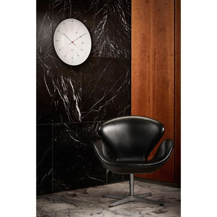 Arne Jacobsen Clocks Bankers Wall Clock ø29cm (White/Black/Red) - Panache (Koksijde)