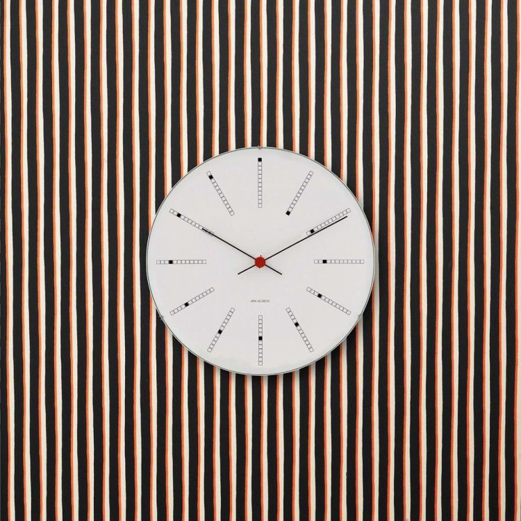 Arne Jacobsen Clocks Bankers Wall Clock ø29cm (White/Black/Red) - Panache (Koksijde)