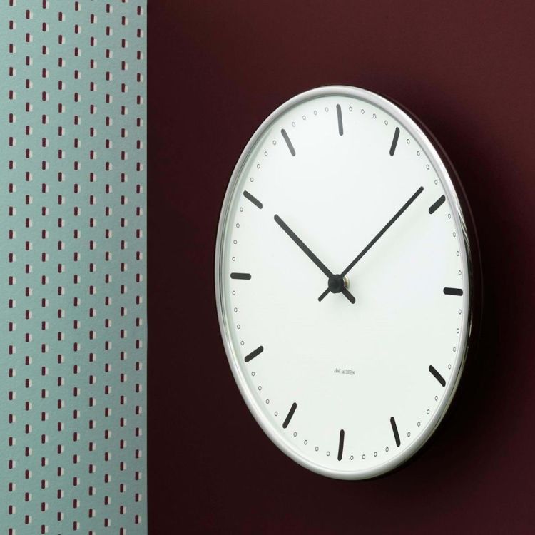 Arne Jacobsen Clocks City Hall Wall Clock ø16.5cm (White/Black) - Panache (Koksijde)