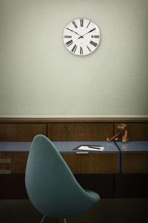 Arne Jacobsen Clocks Roman Wall Clock ø29cm (White/Black) - Panache (Koksijde)