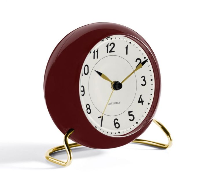 Arne Jacobsen Clocks Station Table Clock ø11cm (Bordeaux/White) - Panache (Koksijde)