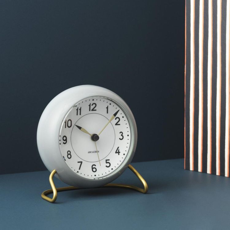 Arne Jacobsen Clocks Station Table Clock ø11cm (Grey/White) - Panache (Koksijde)