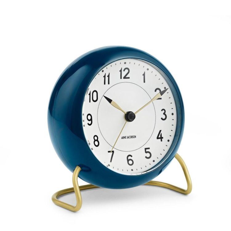 Arne Jacobsen Clocks Station Table Clock ø11cm (Teal/White) - Panache (Koksijde)