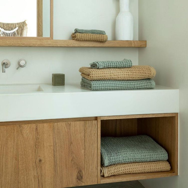 Bed and Philosophy Handdoek Mireille Eucalyptus 50x70cm wafelkatoen (Eucalyptus) - Panache (Koksijde)