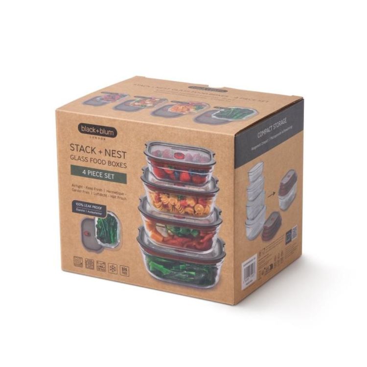 Black + Blum Stack+Nest set mixte de 4 boîtes de conservation en verre (Transparant) - Panache (Koksijde)