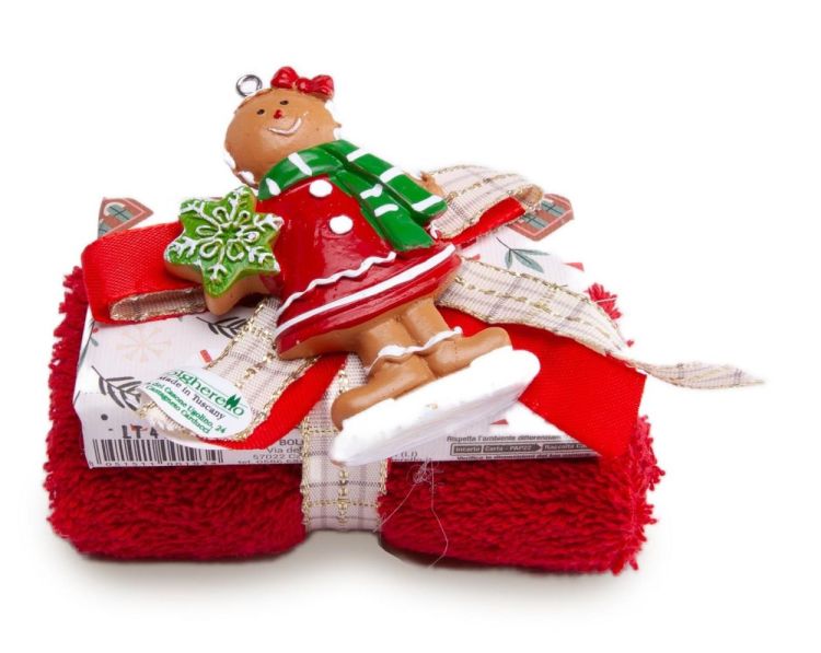 Bolgherello Set zeep + handdoekje + kerstdecoratie (Rood) - Panache (Koksijde)