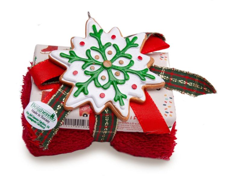 Bolgherello Set zeep + handdoekje + kerstdecoratie (Rood) - Panache (Koksijde)