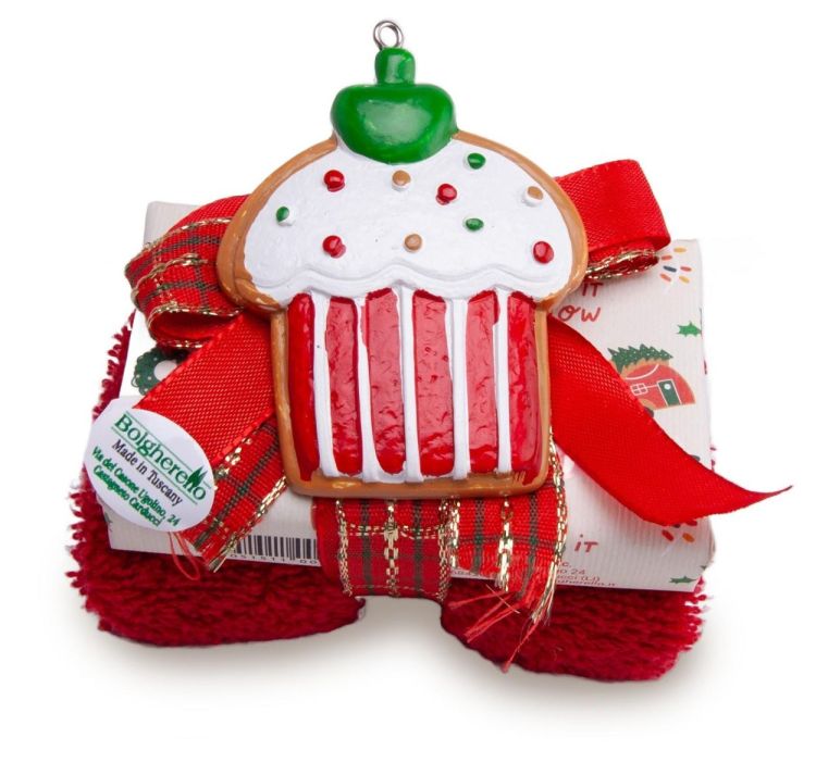 Bolgherello Set zeep + handdoekje + kerstdecoratie (Rood) - Panache (Koksijde)