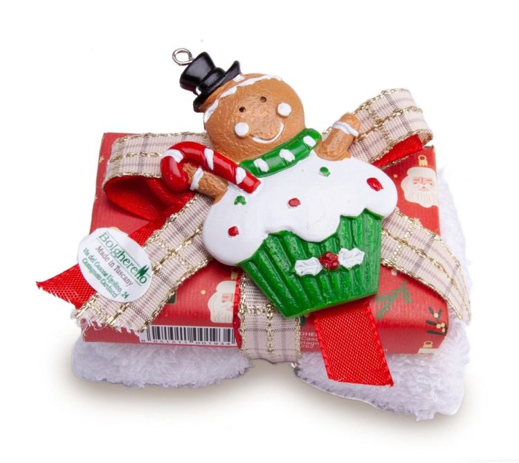 Bolgherello Set zeep + handdoekje + kerstdecoratie (Rood) - Panache (Koksijde)