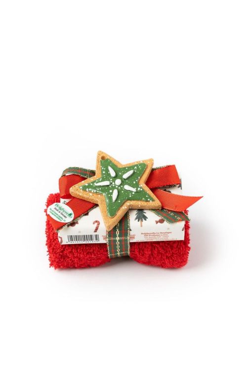 Bolgherello Set zeep + handdoekje + kerstdecoratie (Rood) - Panache (Koksijde)