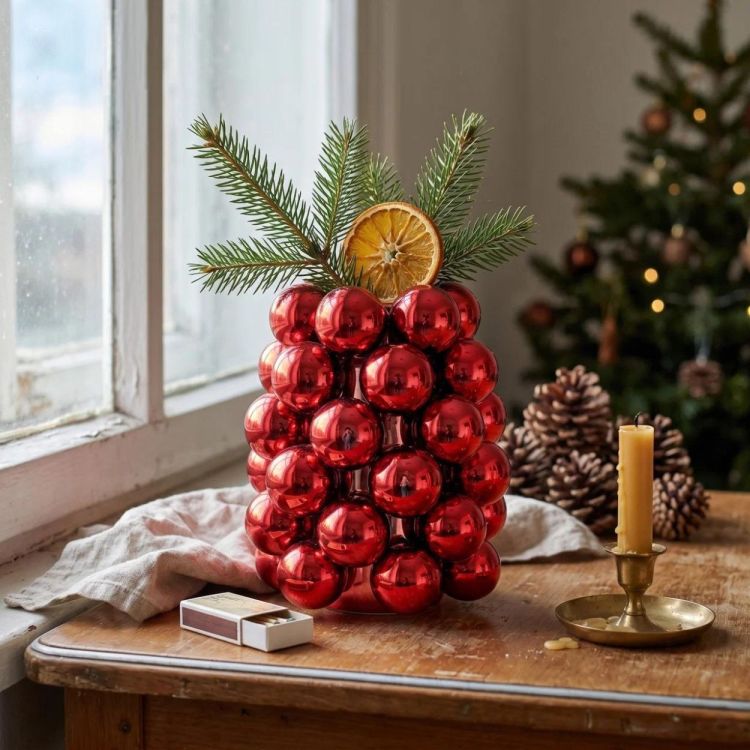 Brandless Kerstballen vaas 17cm (Rood) - Panache (Koksijde)