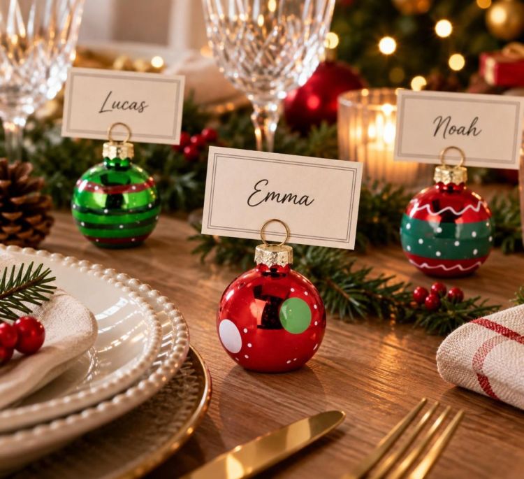 Brandless Set 6 naamkaartjes houders Kerstballen (Multi) - Panache (Koksijde)