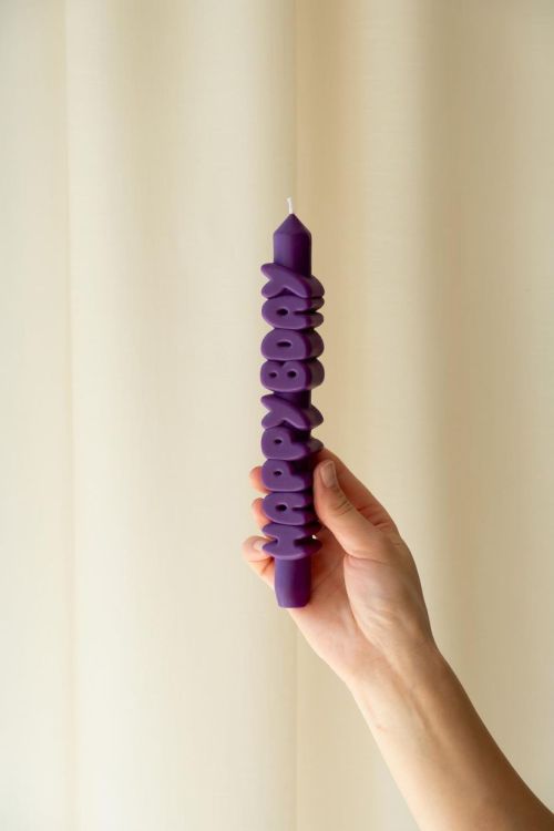 Candlehand 3D taper candle Happy Bday (Indigo Blue) - Panache (Koksijde)