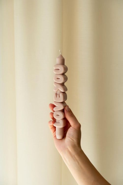 Candlehand 3D taper candle Love You (Cream) - Panache (Koksijde)