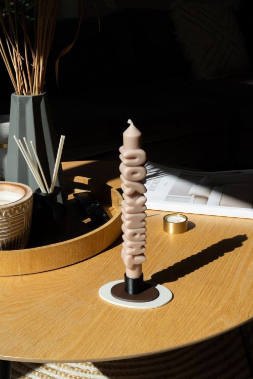 Candlehand 3D taper candle Thank you (Cream) - Panache (Koksijde)