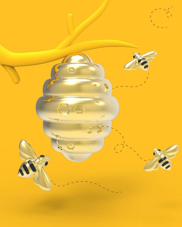 Chocli Keychain Bee with Honey (Gold) - Panache (Koksijde)