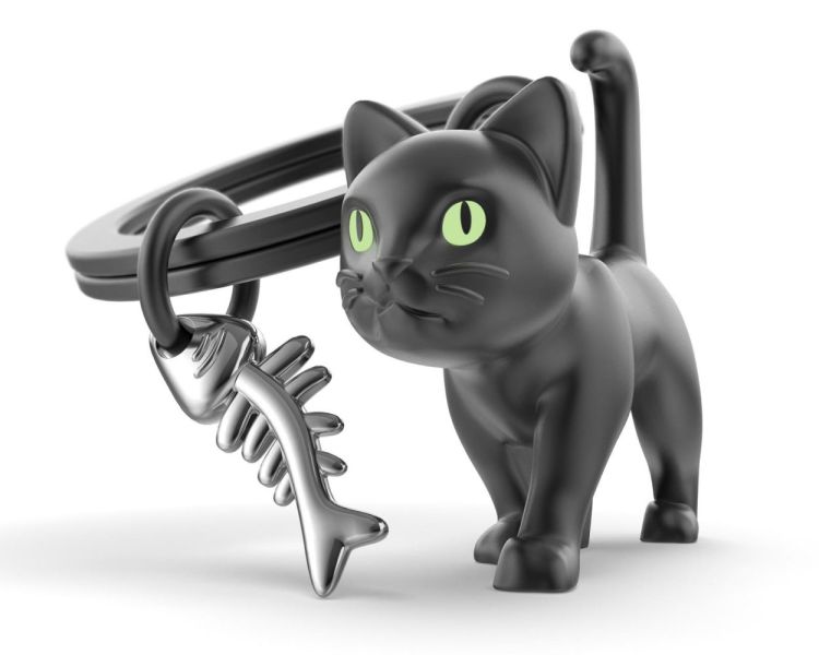 Chocli Keychain Cat with Fish bone (Black) - Panache (Koksijde)