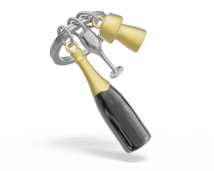 Chocli Keychain Champagne with Glass and Cork (Multi) - Panache (Koksijde)