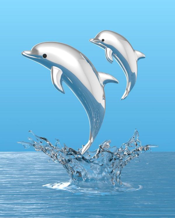 Chocli Keychain Dolphin with baby (Chrome) - Panache (Koksijde)