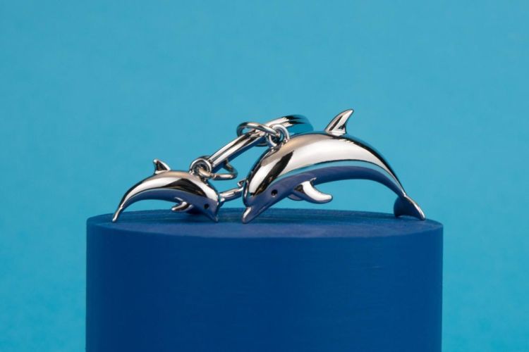 Chocli Keychain Dolphin with baby (Chrome) - Panache (Koksijde)