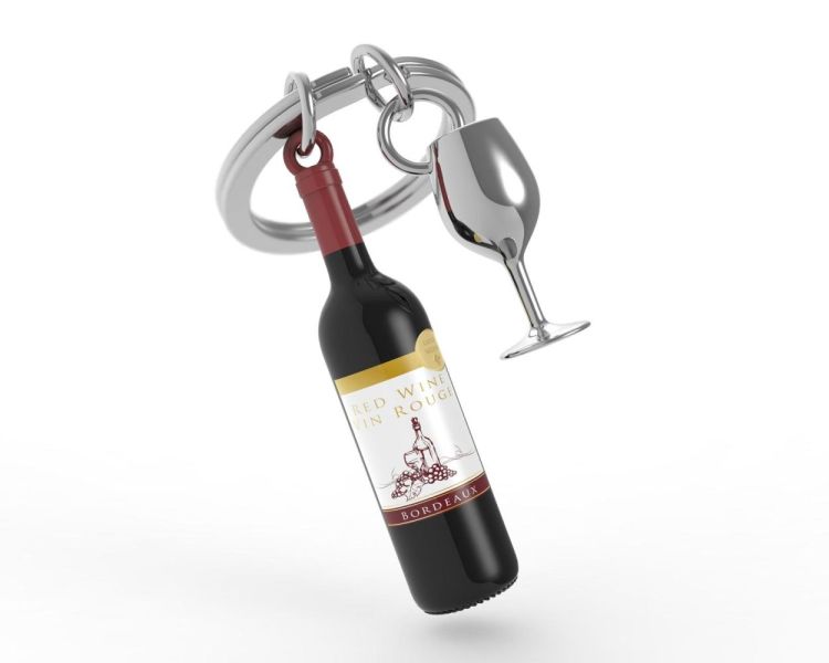 Chocli Keychain French Wine Bottle with Glass (Multi) - Panache (Koksijde)