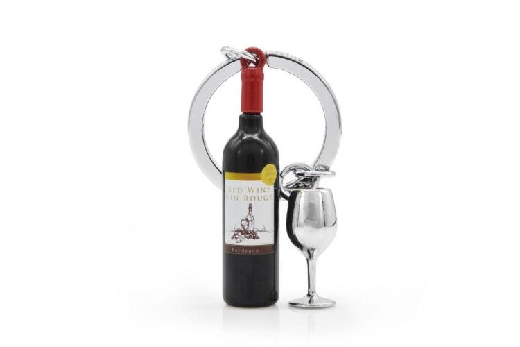 Chocli Keychain French Wine Bottle with Glass (Multi) - Panache (Koksijde)