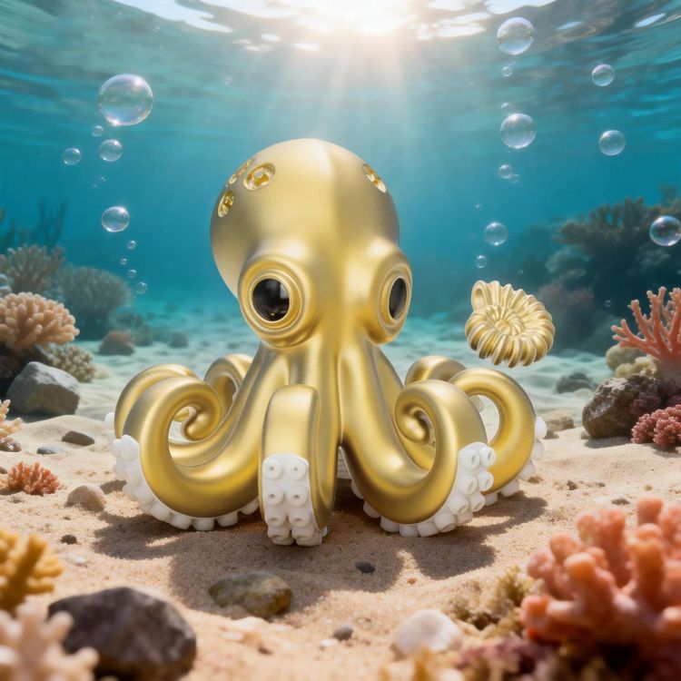 Chocli Keychain Octopus with Shell (Pearl Gold) - Panache (Koksijde)