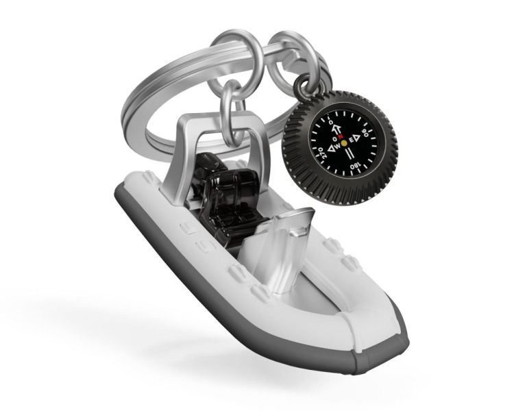 Chocli Keychain Rubber Motorboat with Compass (Multi) - Panache (Koksijde)