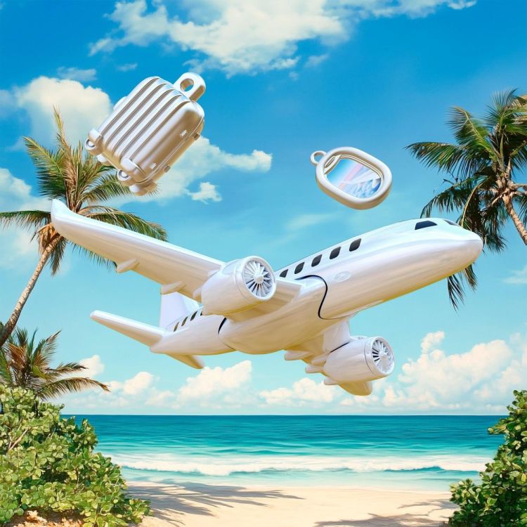 Chocli Keychain Travel Lover Airplane with Luggage and Window (Grey) - Panache (Koksijde)