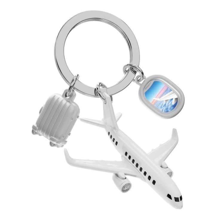 Chocli Keychain Travel Lover Airplane with Luggage and Window (Grey) - Panache (Koksijde)