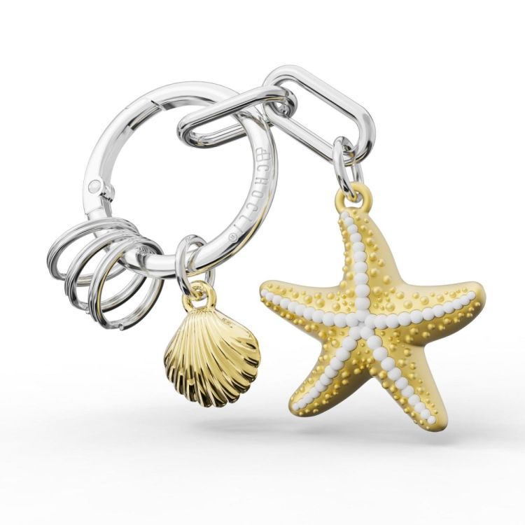 Chocli Keycharm Starfish with Shell (Shiny Gold) - Panache (Koksijde)