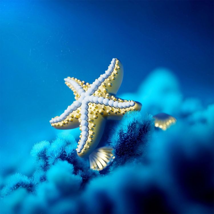 Chocli Keycharm Starfish with Shell (Shiny Gold) - Panache (Koksijde)